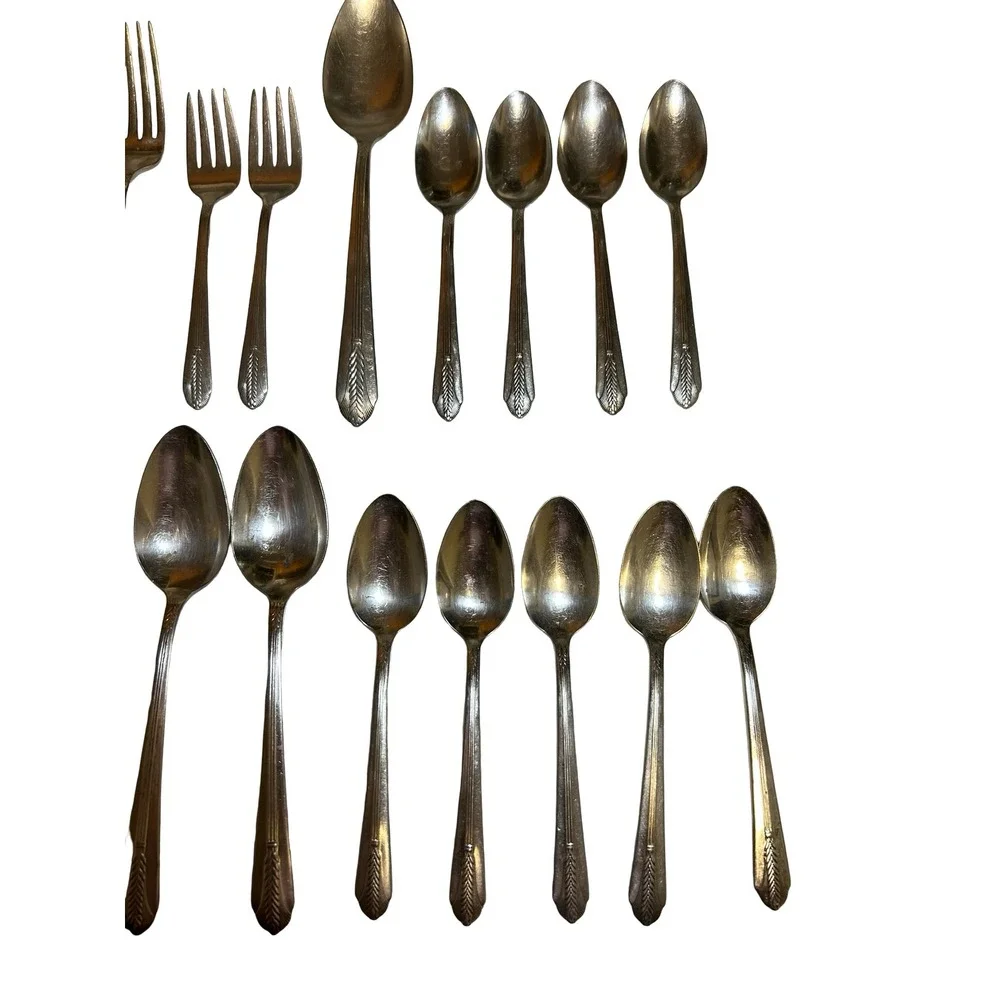 Vintage Wm Rogers Original Rogers Silverplate Flatware Lot 27 Pc Feather Pattern